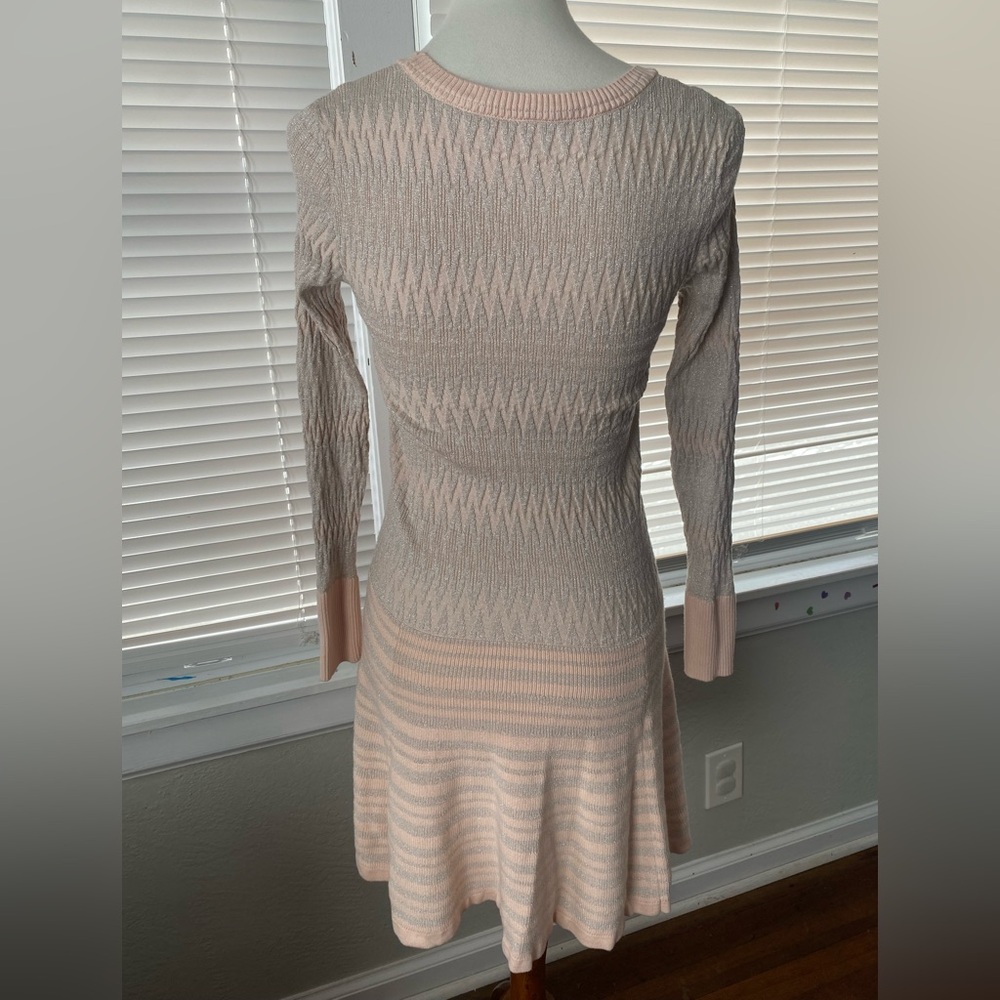 Victoria’s Secret Pink Gray Metallic Shimmer Scoop Sweater Dress Coquette Ballet - Picture 7 of 12
